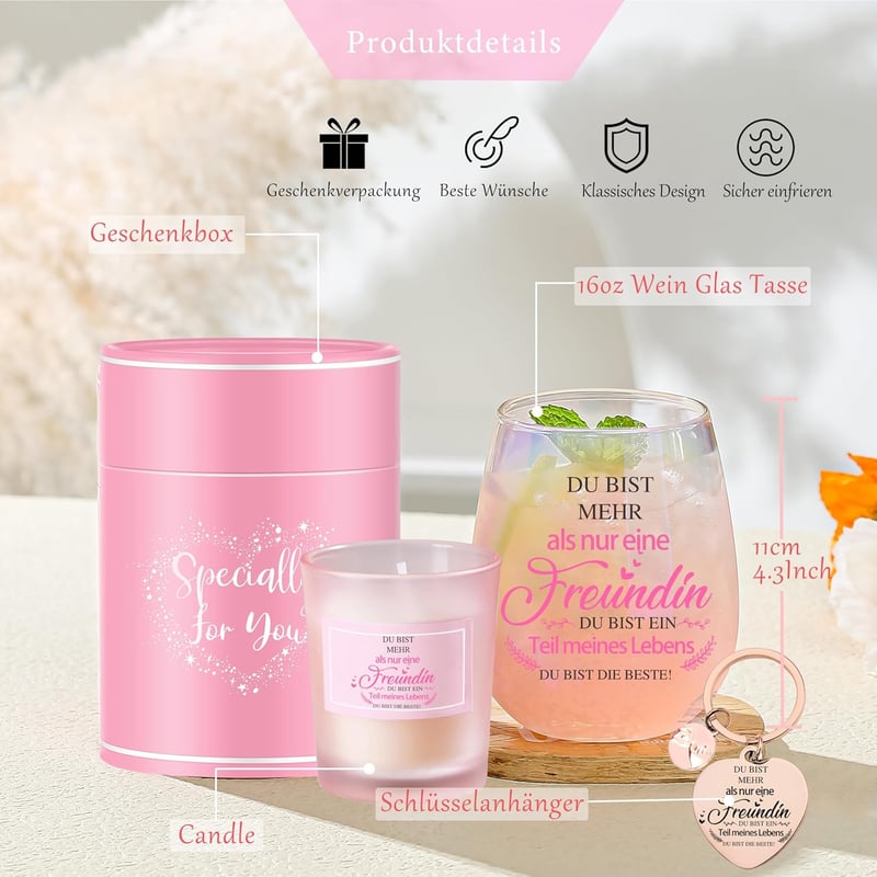Personalisierte Weingläser für Frauen - Geburtstagsgeschenk 480ml
