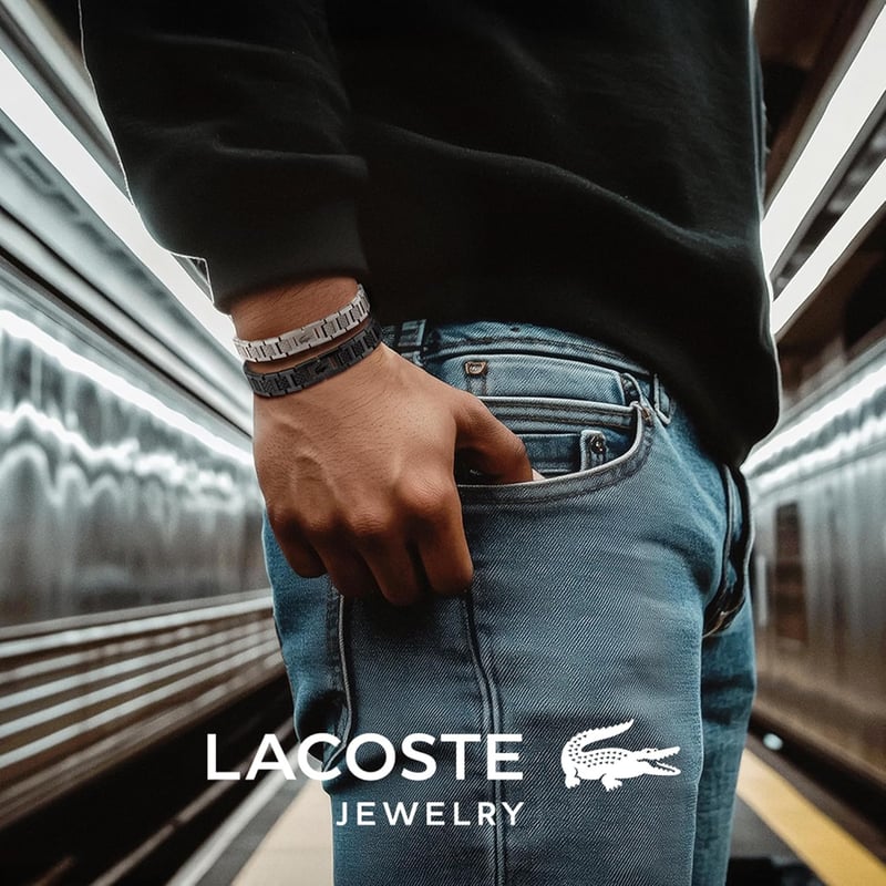 Lacoste Herrenarmband METROPOLE mit Knebelverschluss und petit piqué Muster