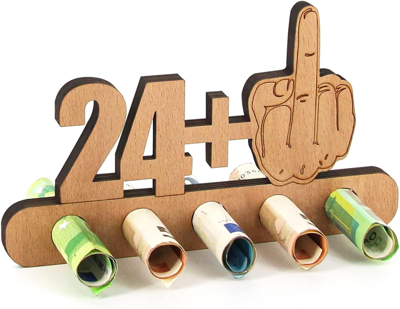 Originelles Geldgeschenk aus Holz zum 25. Geburtstag für Freunde