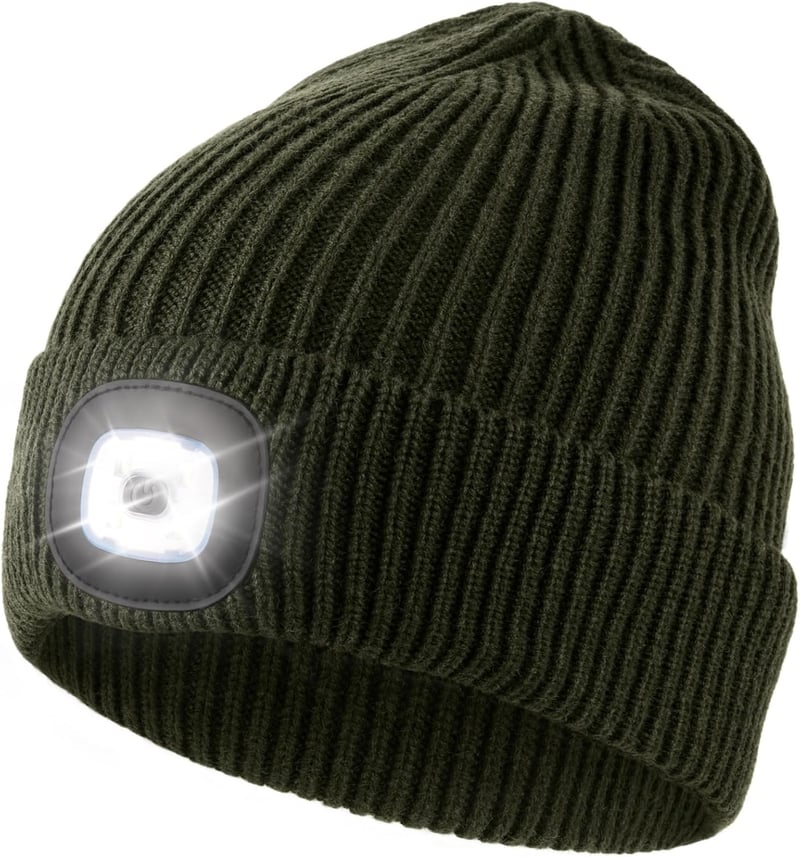 Wiederaufladbare Strickmütze mit LED-Licht für Männer und Frauen