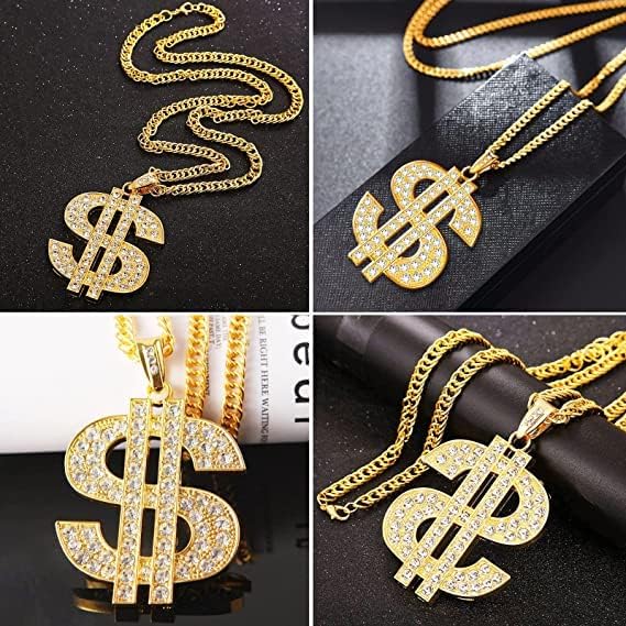 Hip Hop Dollar Halskette aus Gold für Männer und Frauen