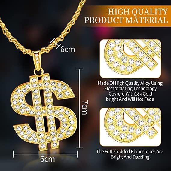 Hip Hop Dollar Halskette aus Gold für Männer und Frauen