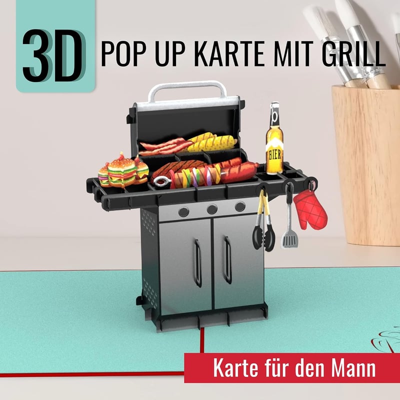 Grillgeburtstagskarte 3D Pop Up für Männer