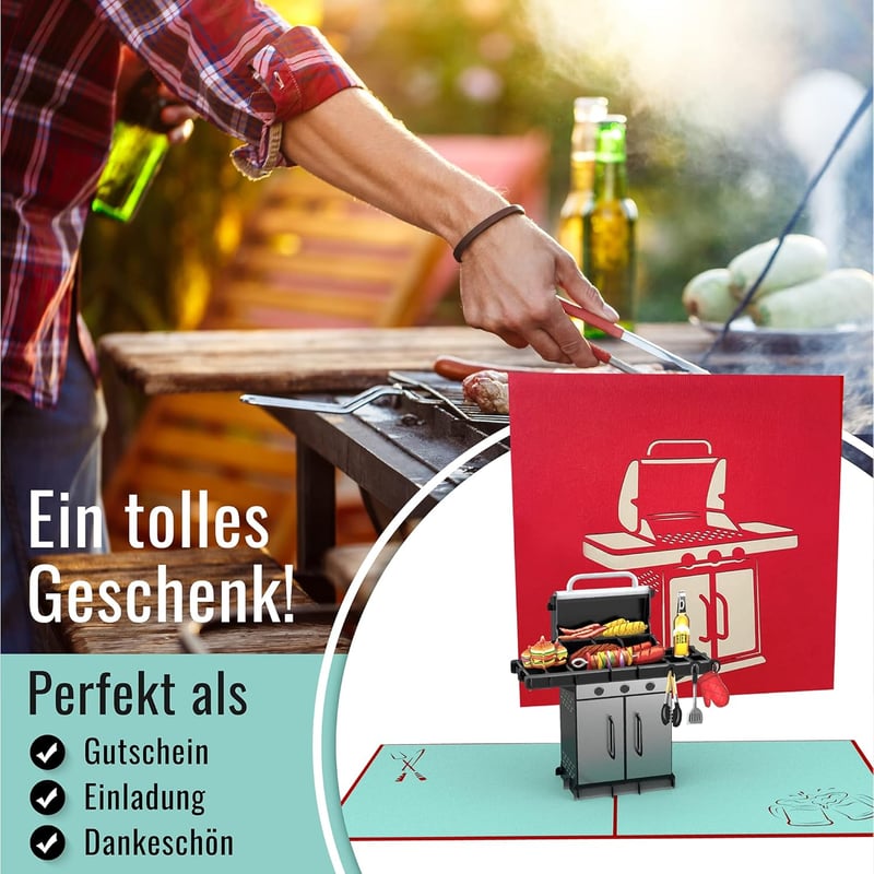 Grillgeburtstagskarte 3D Pop Up für Männer
