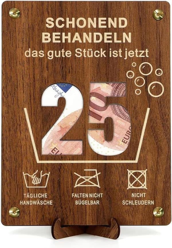 Witzige Geldgeschenkverpackung zum 25. Geburtstag für Frauen und Männer