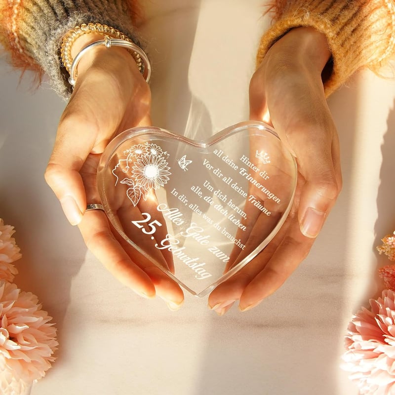 25. Geburtstag Geschenk – Acrylherz Tischdeko für Frauen