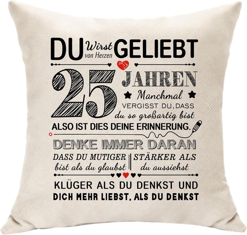 25. Geburtstag Dekokissen für Männer und Frauen – Andenken Geschenk