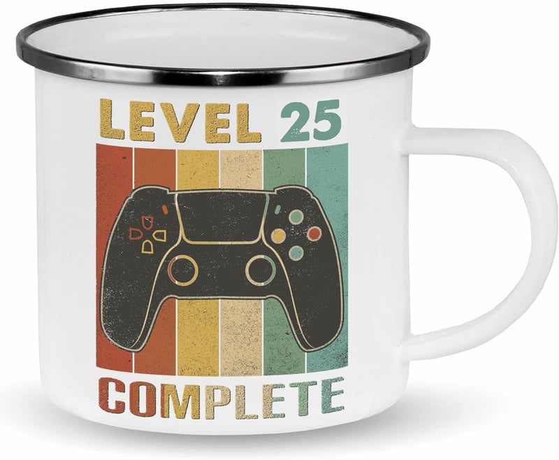 25. Geburtstag Tasse für Gamer mit Gaming-Motiv, Weiß
