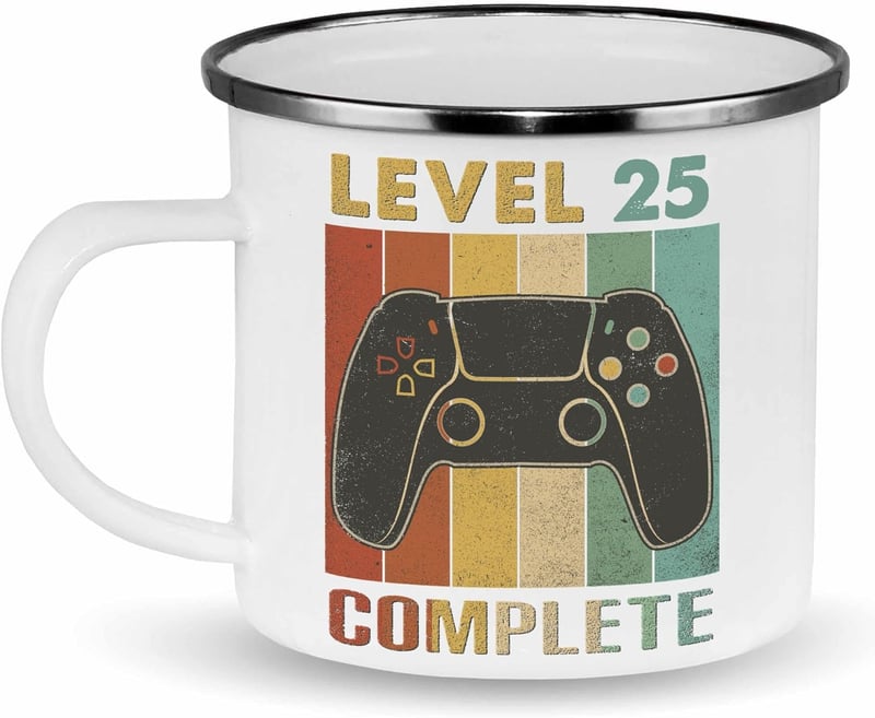 25. Geburtstag Tasse für Gamer mit Gaming-Motiv, Weiß