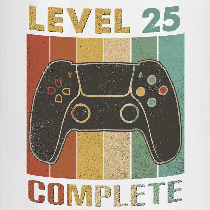 Geburtstagsgeschenk Tasse für Gamer - 25. Geburtstag, weiß