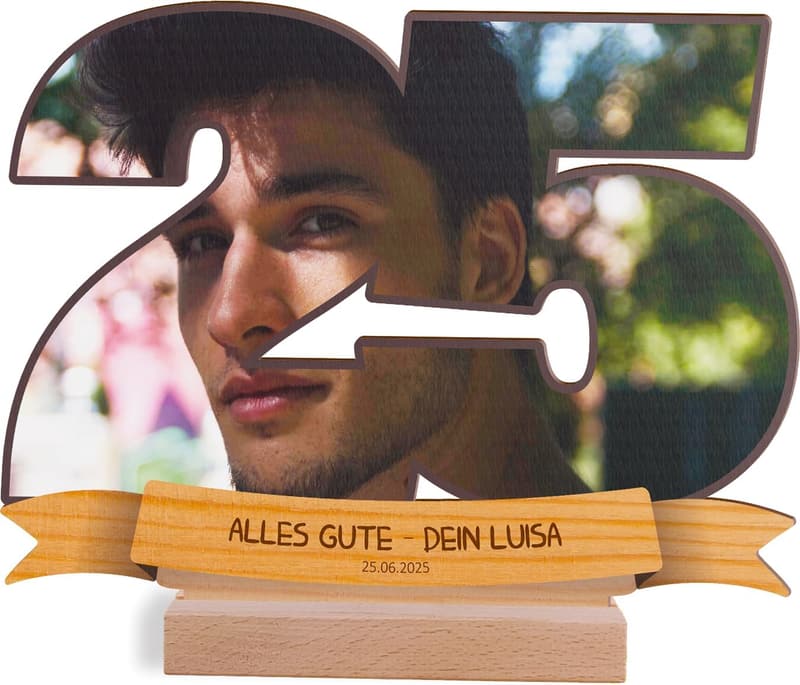 Personalisierte Holzbild-Deko zum 25. Geburtstag für Frauen und Männer