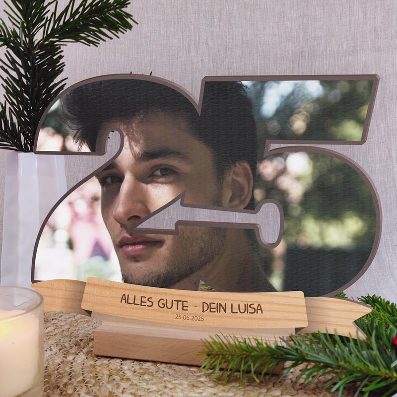 Personalisierte Holzbild-Deko zum 25. Geburtstag für Frauen und Männer