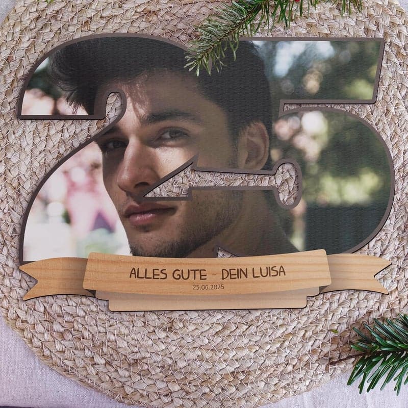 Personalisierte Holzbild-Deko zum 25. Geburtstag für Frauen und Männer