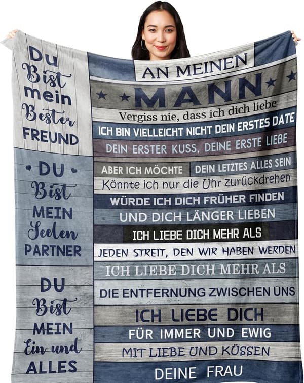 Wunderbare Ich Liebe Dich Decke 150x130CM für Ehemänner
