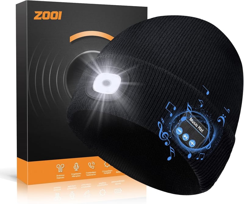 Bluetooth Mütze mit LED Licht – originelles Geburtstagsgeschenk für Männer