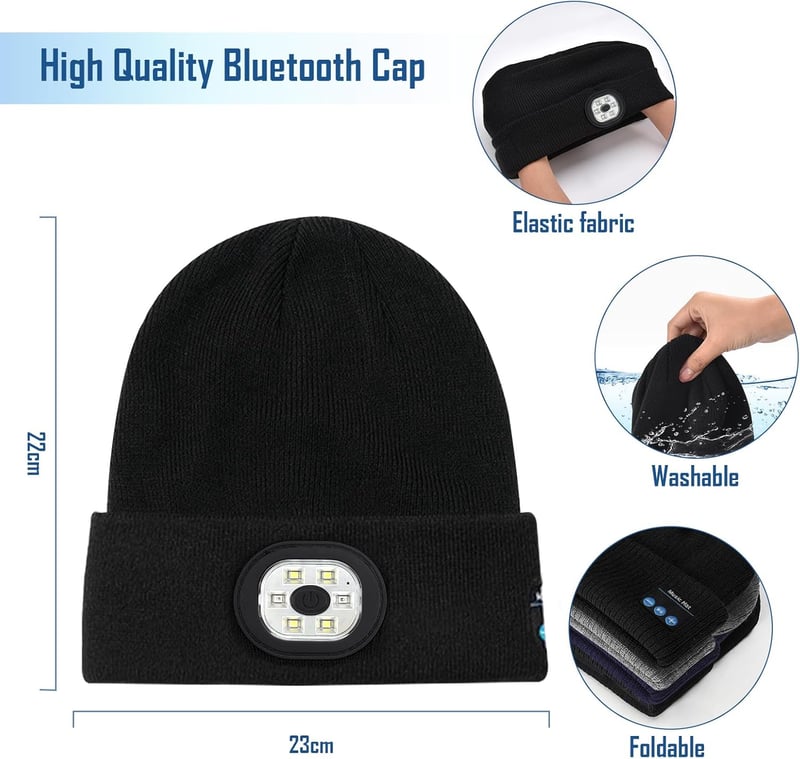 Bluetooth Mütze mit LED Licht – originelles Geburtstagsgeschenk für Männer