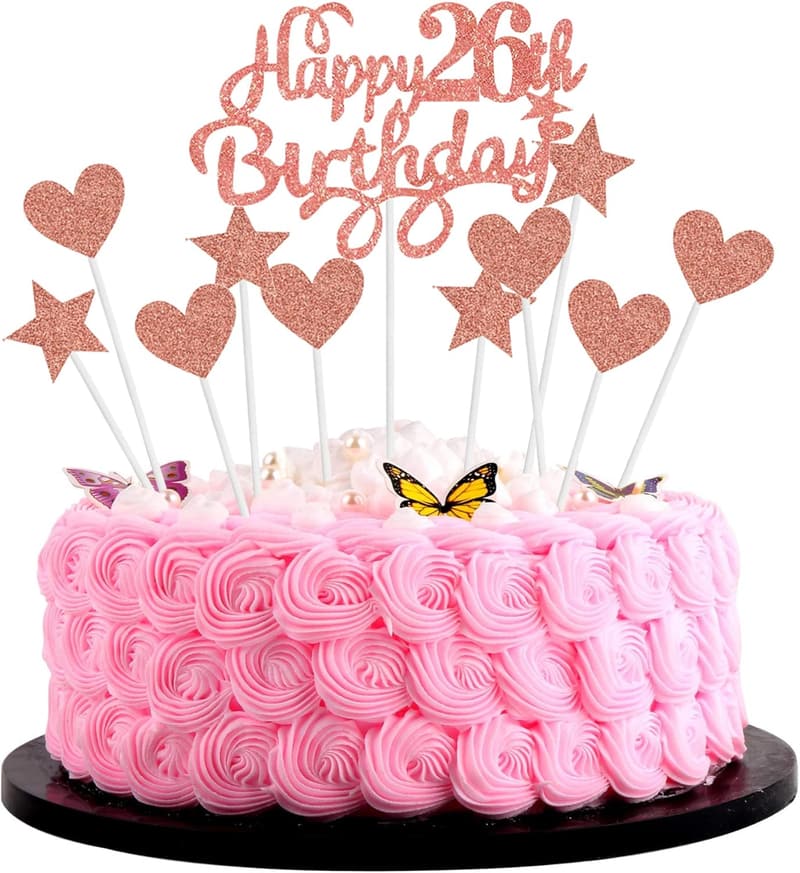 Dekoration zum 26. Geburtstag für Frauen, Roségold Ballons