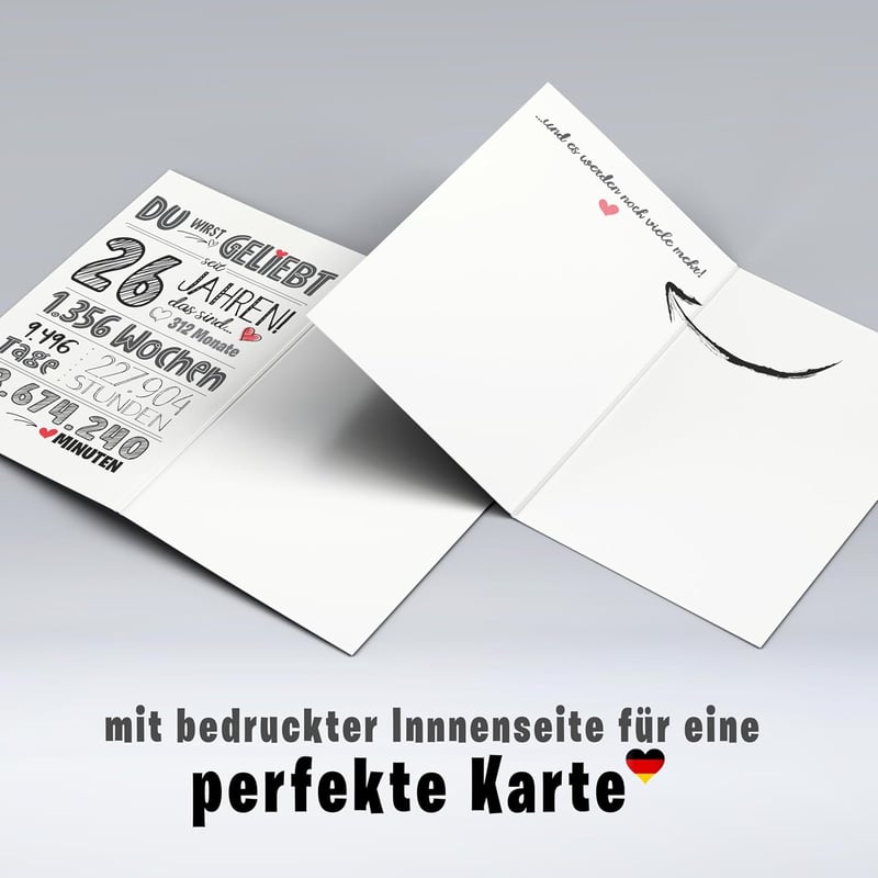 Karte zum 26. Geburtstag - süße Geschenkkarte für Frauen