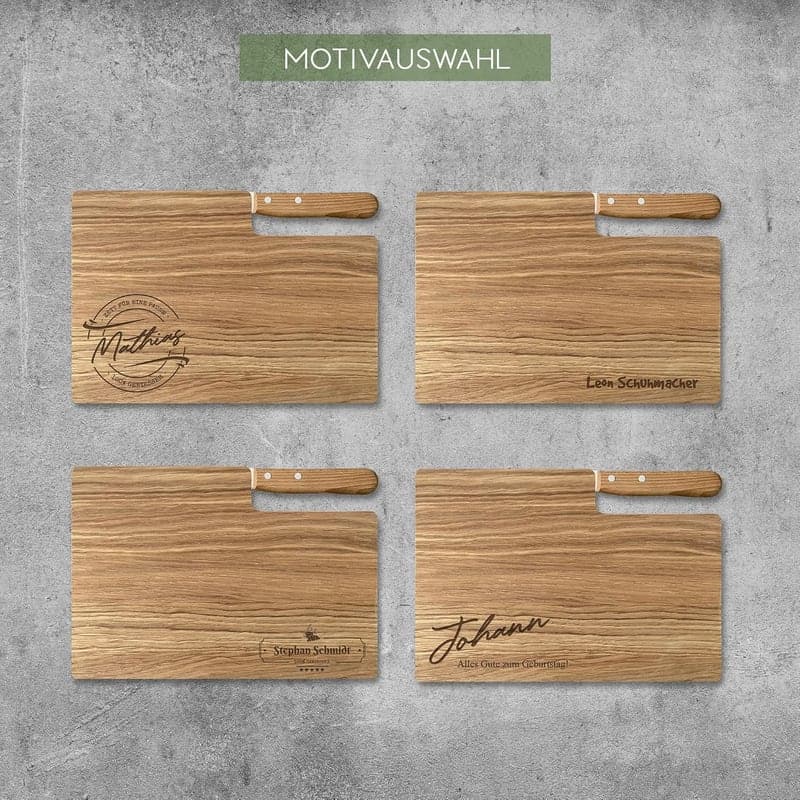 Personalisiertes Eichenholz Frühstücksbrettchen mit Gravur 26x15cm