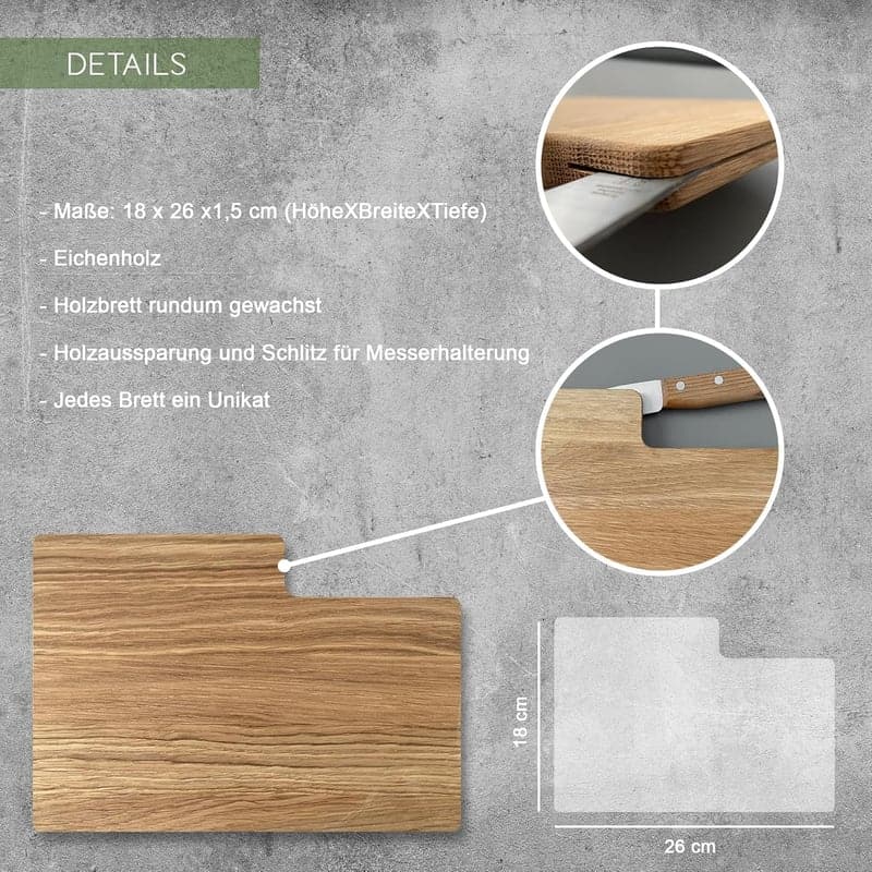 Personalisiertes Eichenholz Frühstücksbrettchen mit Gravur 26x15cm