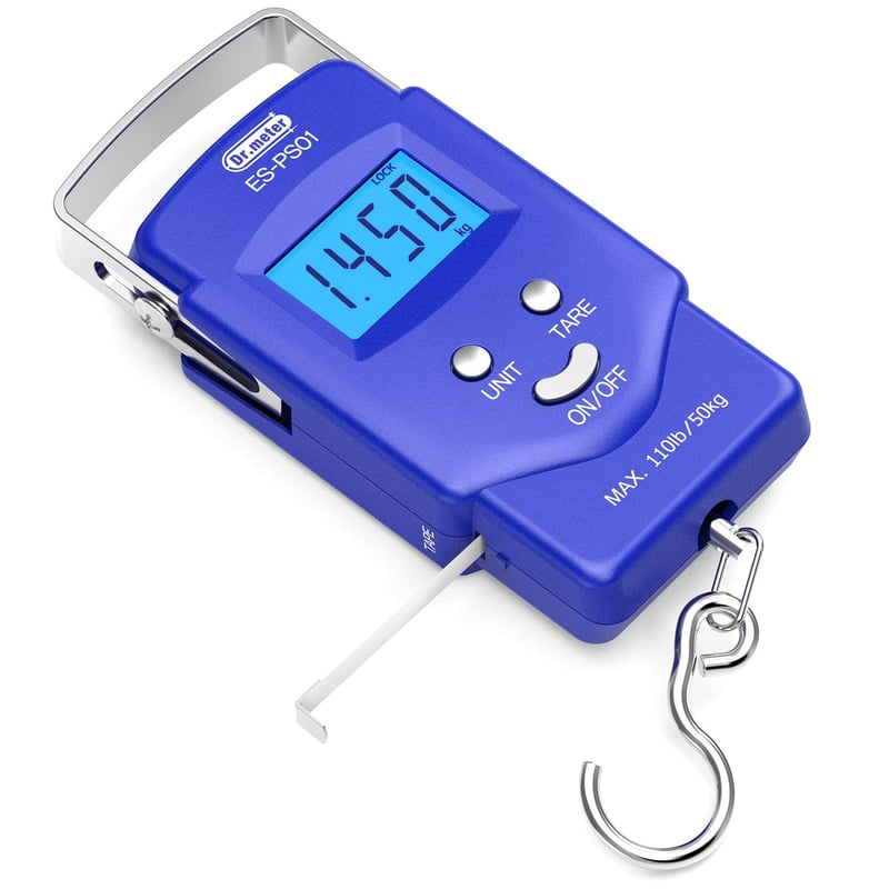 Digitale Kofferwaage mit Haken, 50 kg, LCD-Display, tragbar
