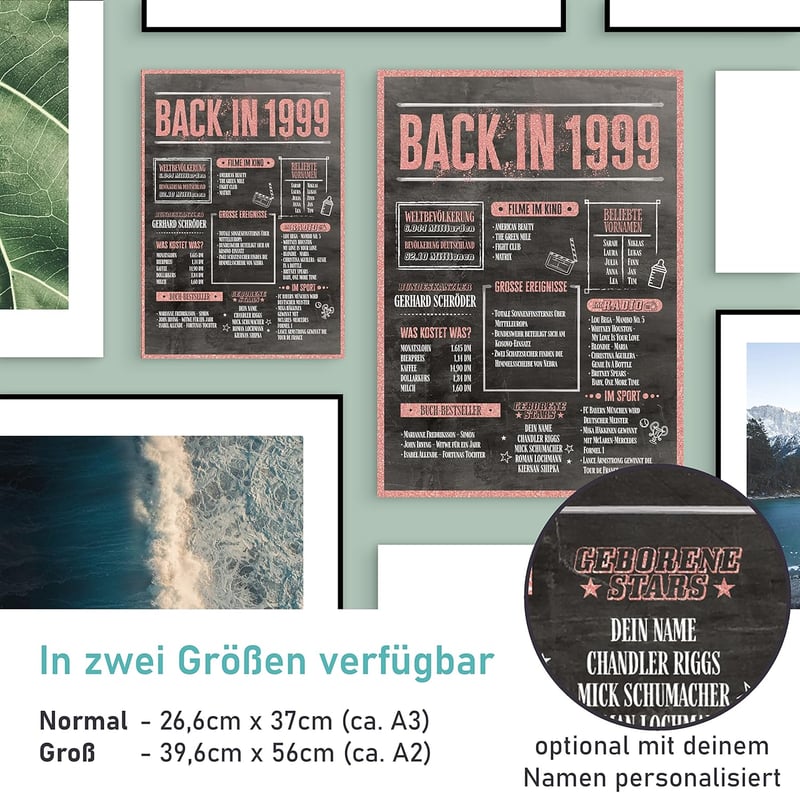 Personalisierbares Holzbild zum 26. Geburtstag für Frauen in Roségold