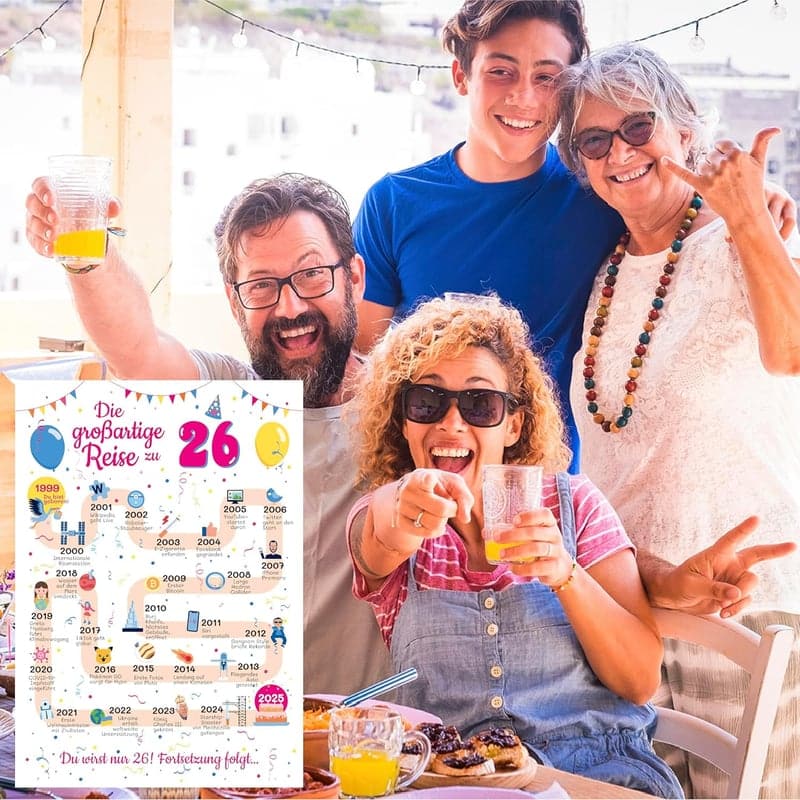 26. Geburtstag – Schöne Geburtstagskarte für Frauen und Männer
