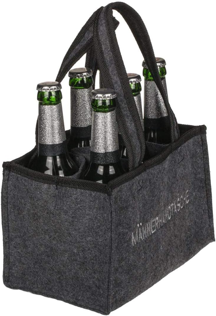 Handtasche für 6 Bierflaschen – Bestickt für Männer, 24x14x16 cm