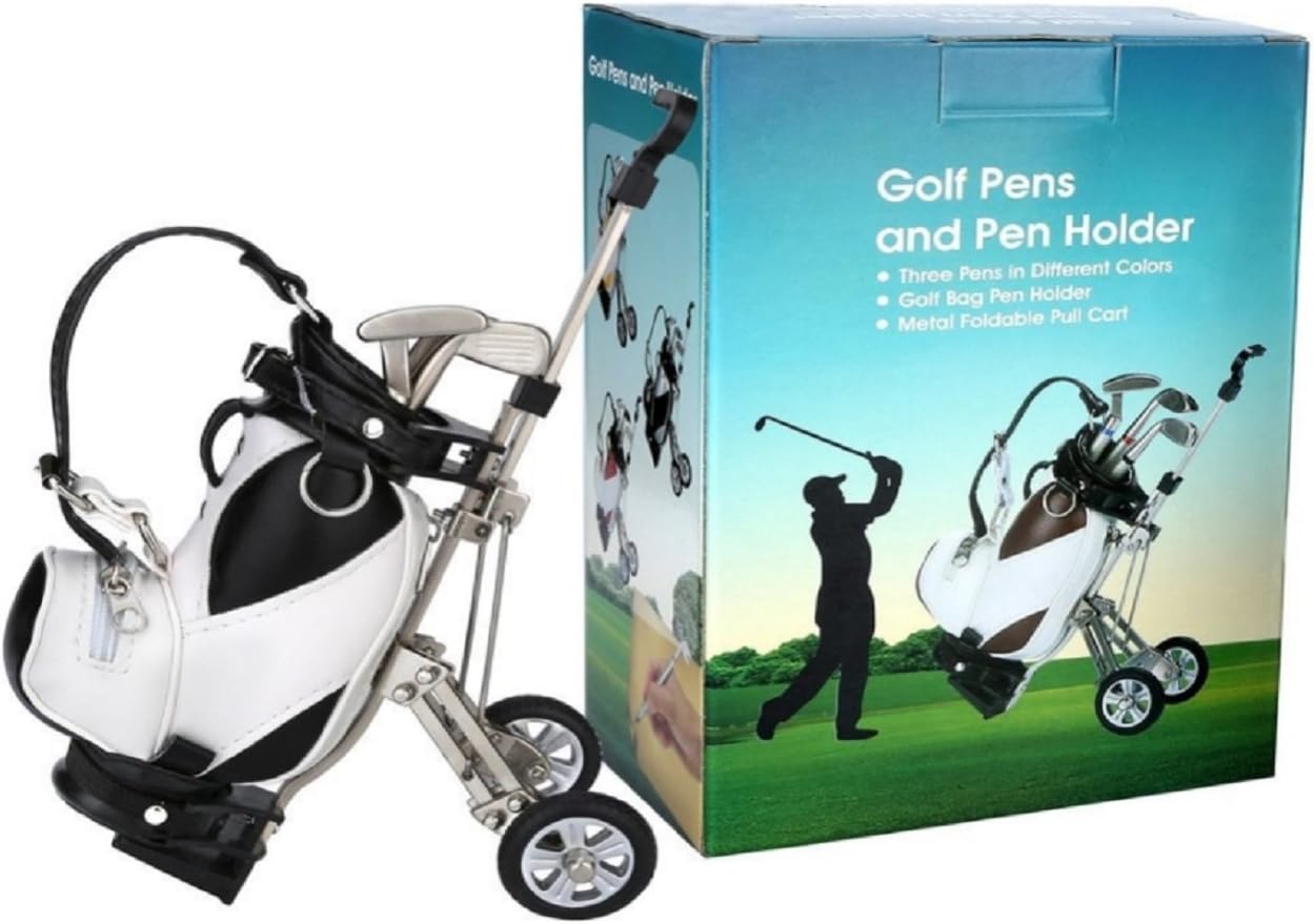 Miniatur Golfbag Stiftehalter mit 3 Golfschläger-Stiften für Golfer