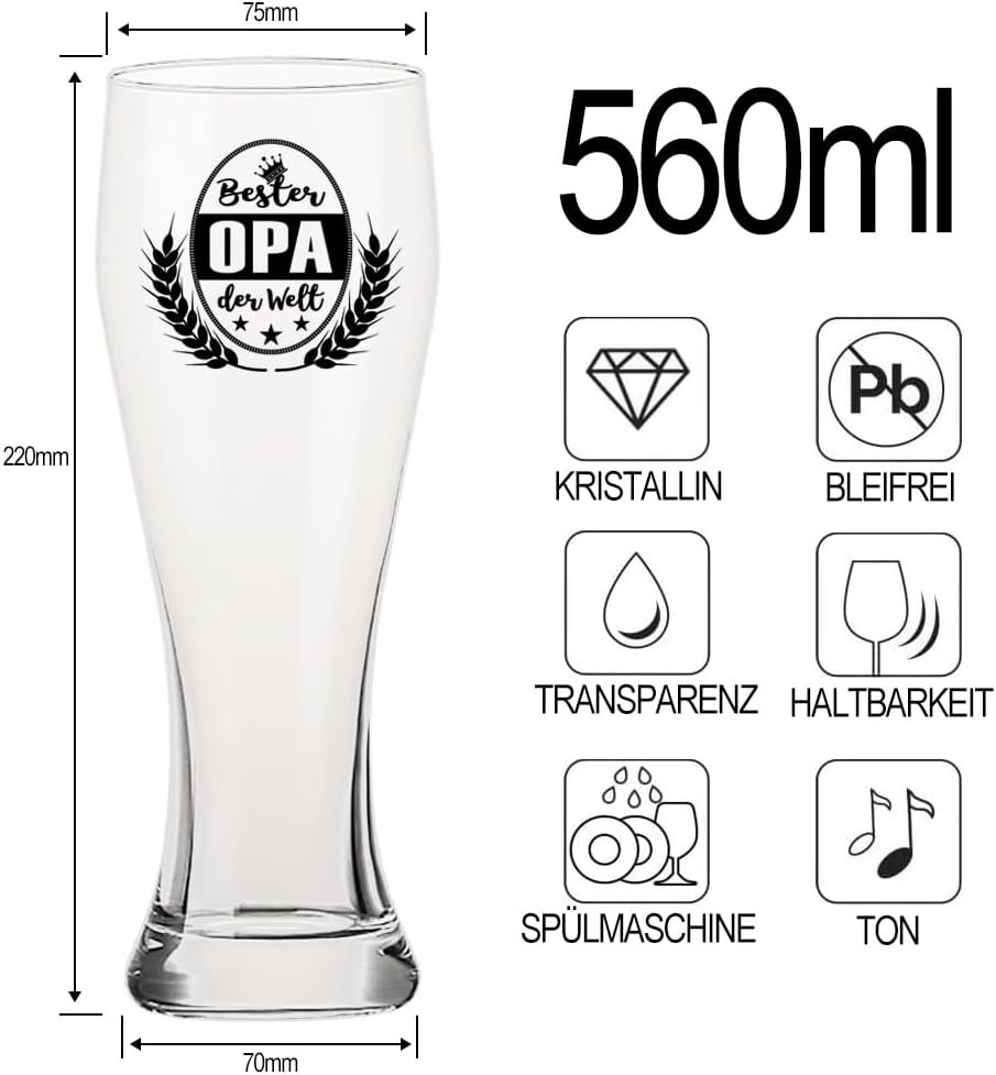Bierglas für Opa mit Spruch 