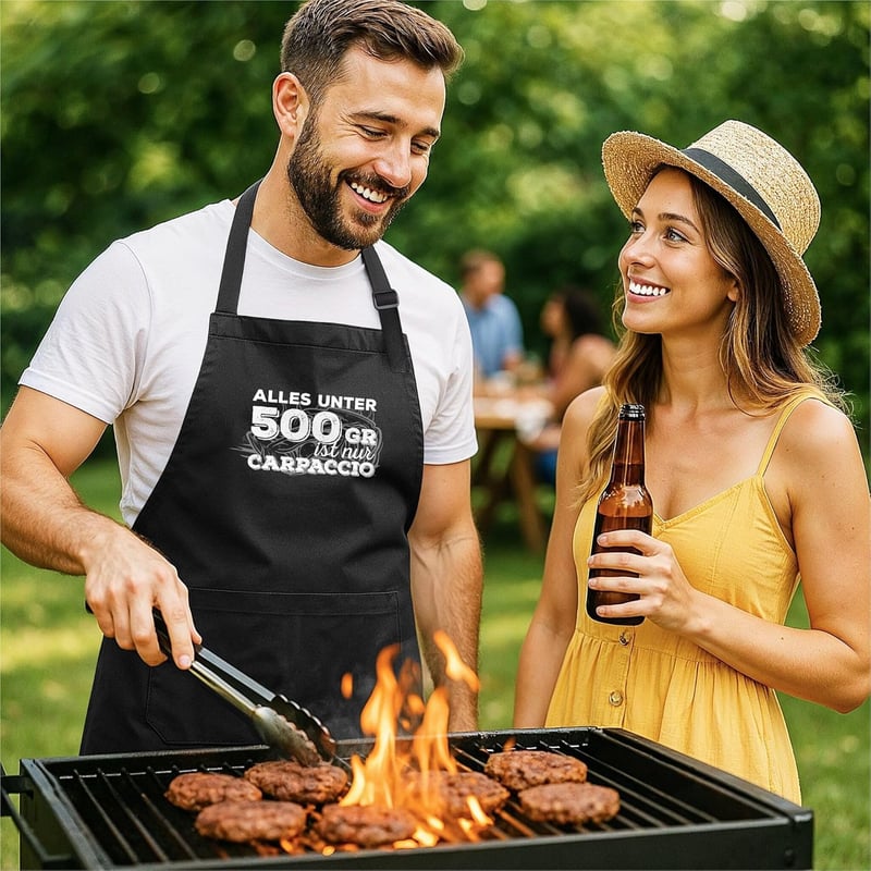 Grillkönig Schürze für Männer mit Krone