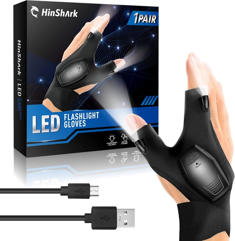 Handschuhe mit Licht für Angler - Vatertagsgeschenk für Papa