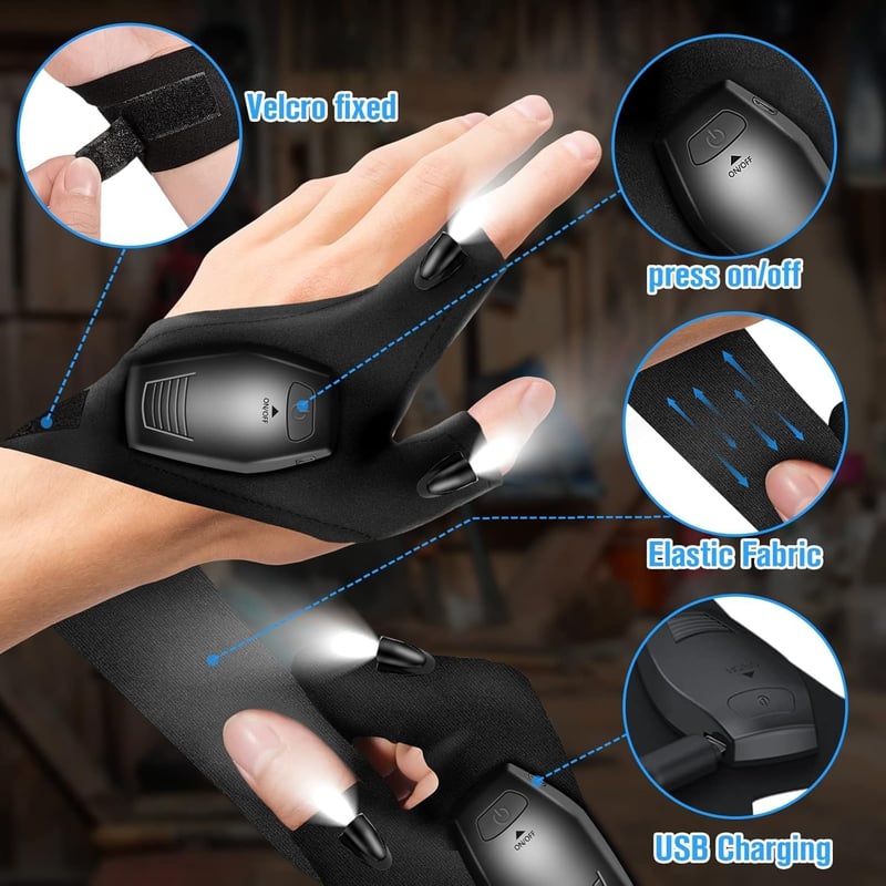 Handschuhe mit Licht für Angler - Vatertagsgeschenk für Papa