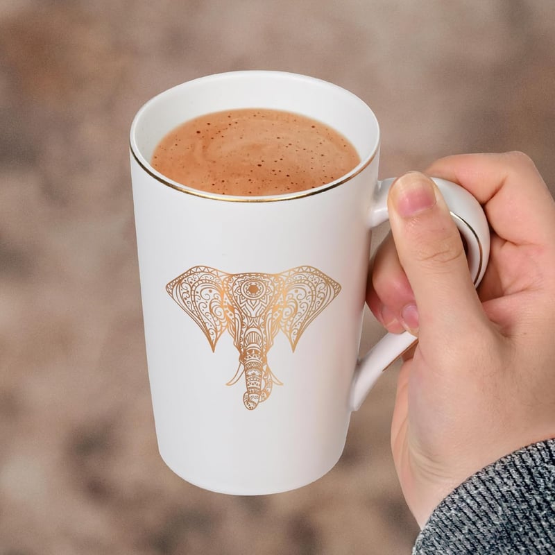 Lustige Elefanten-Kaffeetasse für Frauen, 400ml, weiß