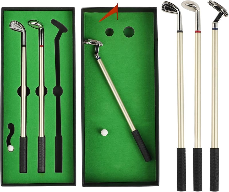 Minigolf Fidget Pen Set für Männer – 3 Golfschläger Kugelschreiber