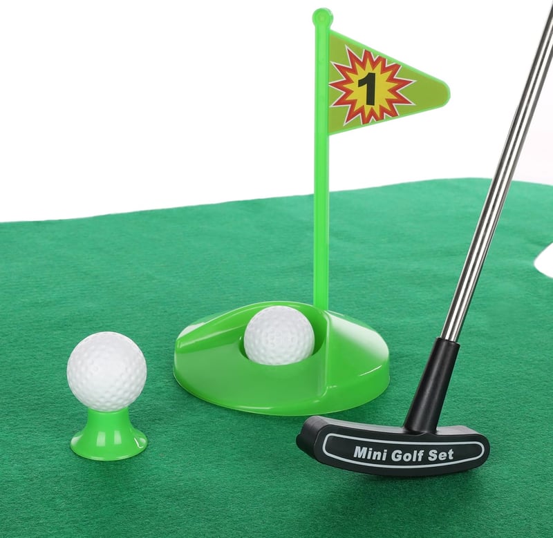Mini Golf Geschenkset für Männer - Lustiges Toilettengolf mit Puttingmatte