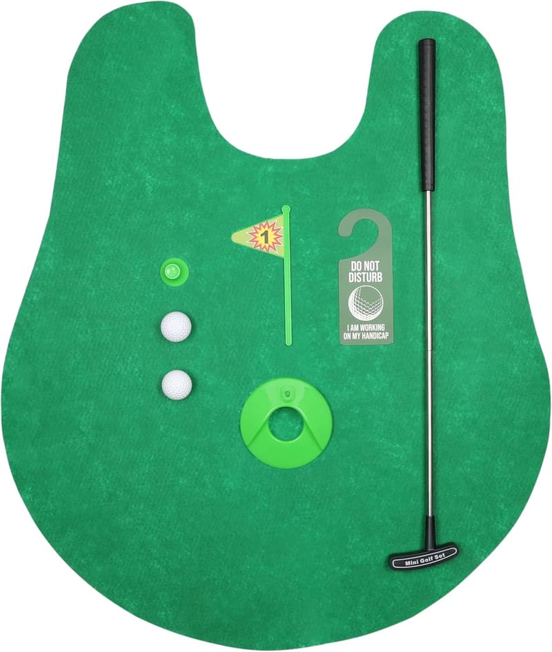 Mini Golf Geschenkset für Männer - Lustiges Toilettengolf mit Puttingmatte