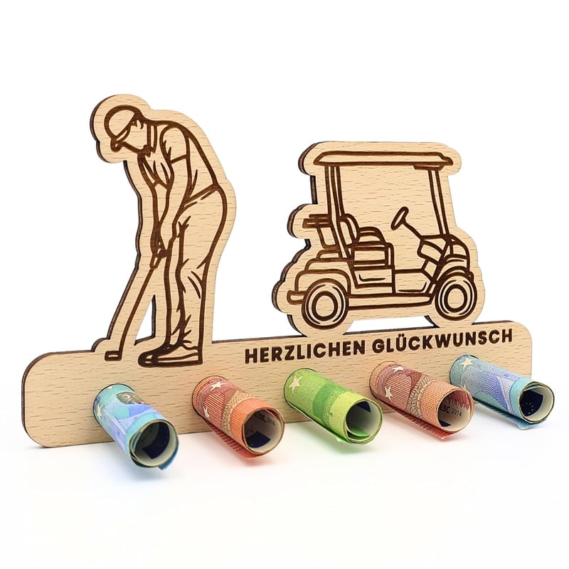Geldgeschenkverpackung aus Holz für Golfer – ZUKLA®