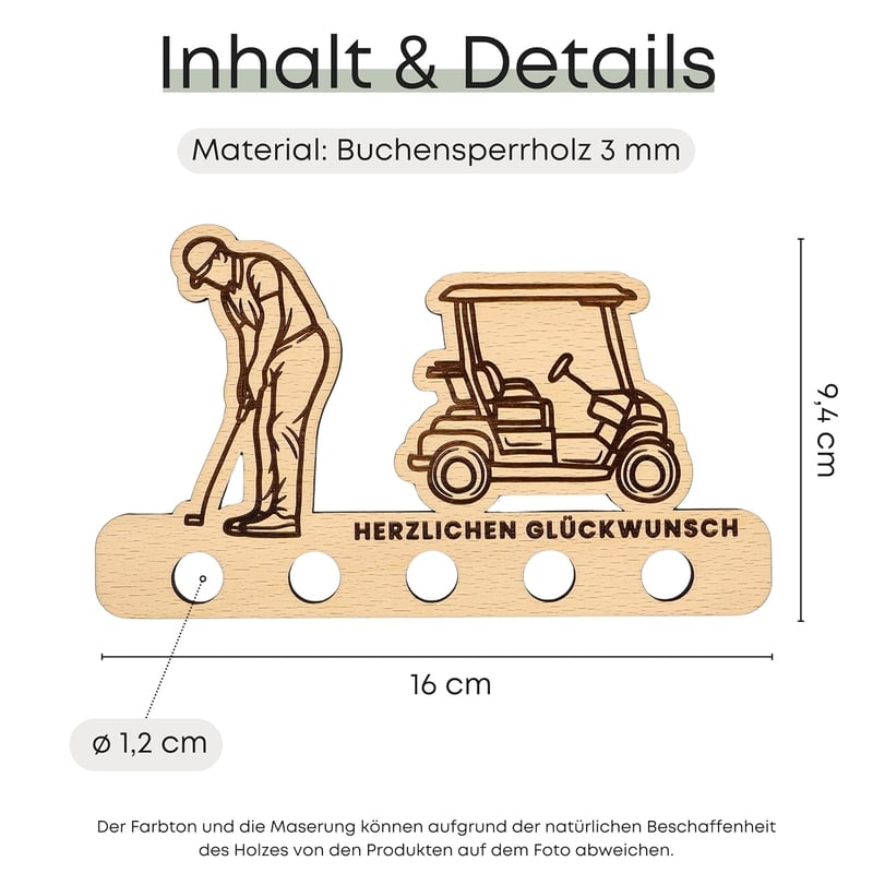 Geldgeschenkverpackung aus Holz für Golfer – ZUKLA®