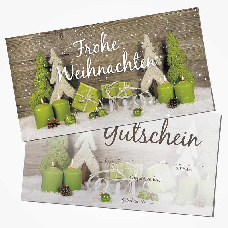 Weihnachtsgutscheine - 10 doppelseitige DIN lang zum Beschriften