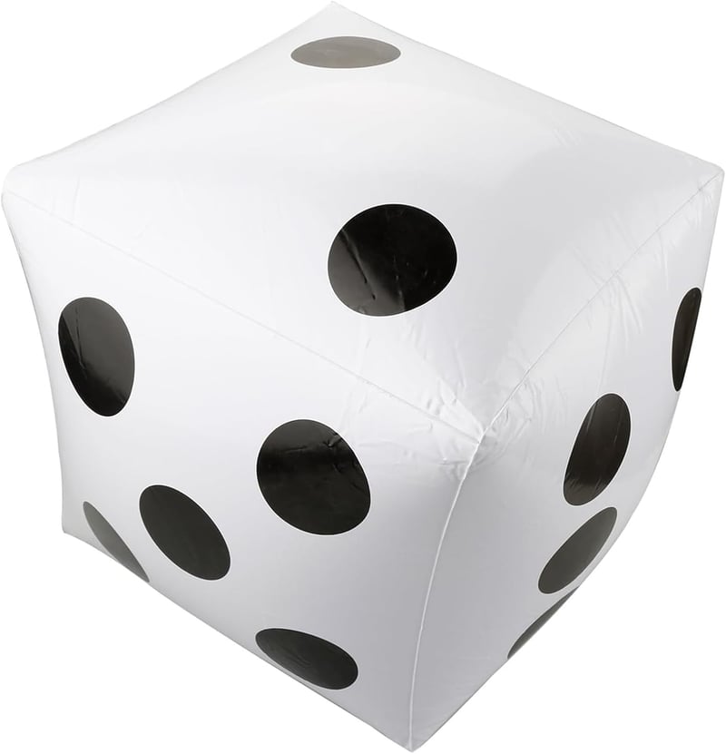 Aufblasbarer Jumbo-Würfelball für Rasenspiele und Poolpartys, 30 cm