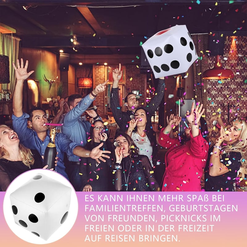 Aufblasbarer Jumbo-Würfelball für Rasenspiele und Poolpartys, 30 cm