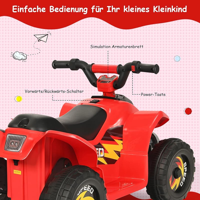 Elektro Kinderquad 6V für Kinder ab 3 Jahren - Rot