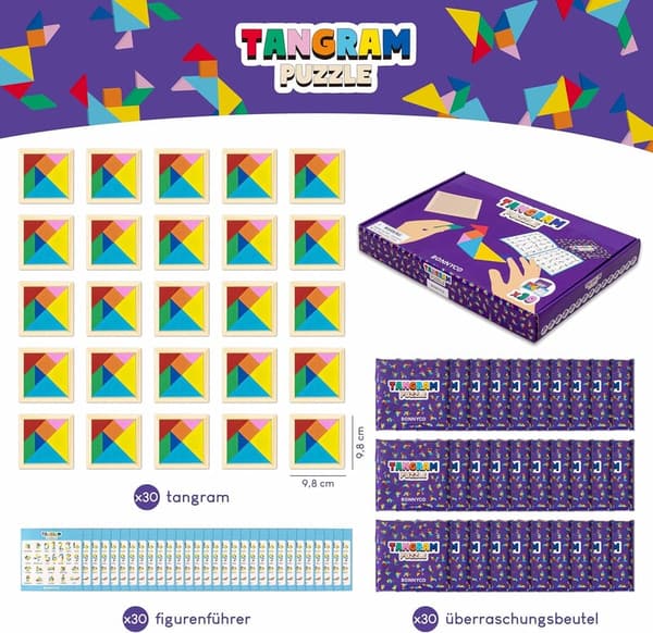 Tangram Mitgebsel Set für Kindergeburtstag – 30 Teile