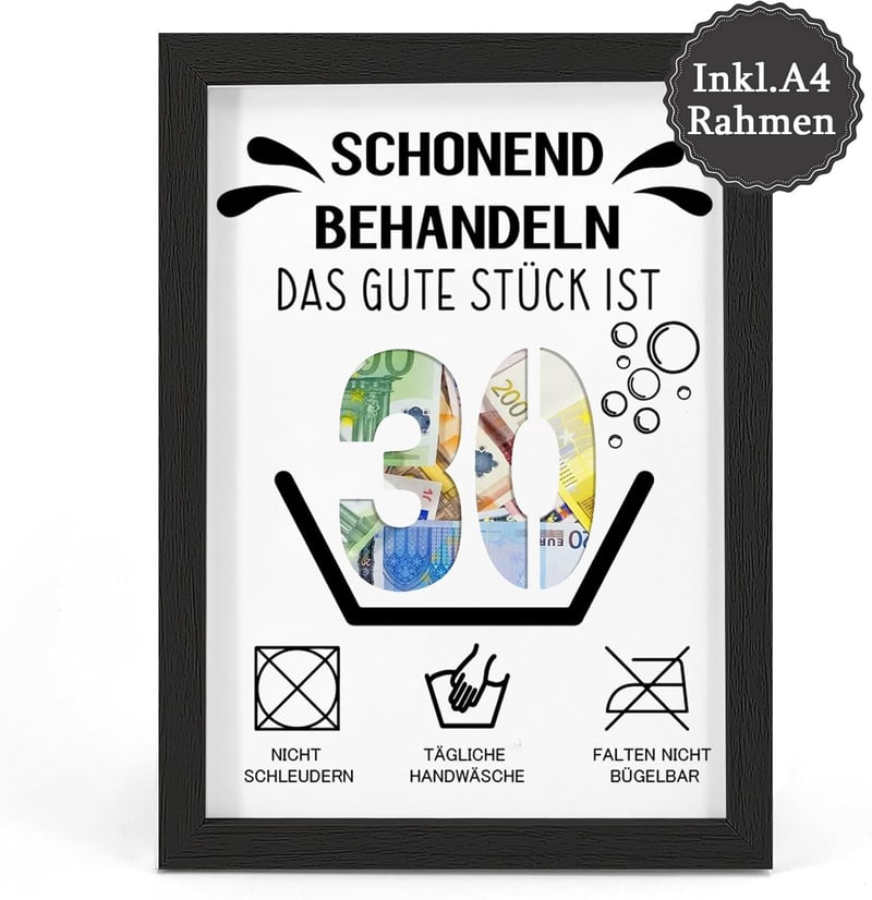 Witzige Geschenkideen zum 30. Geburtstag für Freunde und Familie, DIN A4 Bilderrahmen