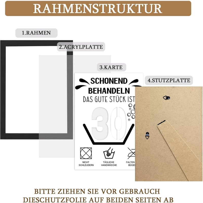 Witzige Geschenkideen zum 30. Geburtstag für Freunde und Familie, DIN A4 Bilderrahmen