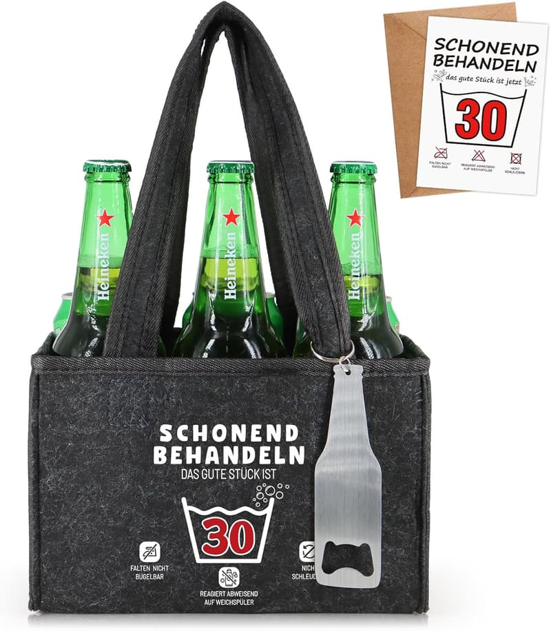 Lustige Bierhandtasche mit Flaschenöffner für Männer - Geschenk zum Geburtstag