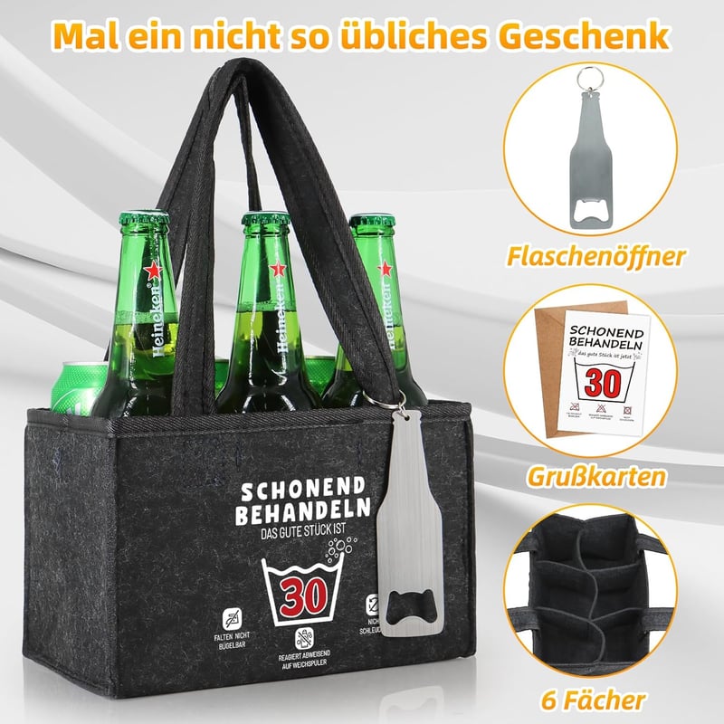 Lustige Bierhandtasche mit Flaschenöffner für Männer - Geschenk zum Geburtstag