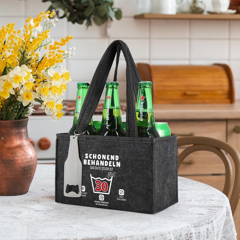 Lustige Bierhandtasche mit Flaschenöffner für Männer - Geschenk zum Geburtstag