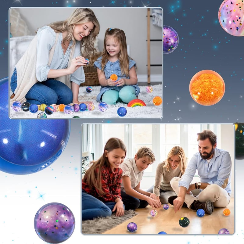 Flummi Set für Kindergeburtstag - 30 Planeten-Flummis (32mm)
